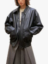 Amrika Women’s Oversized Black Leather Jacket