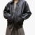 Amrika Women’s Oversized Black Leather Jacket