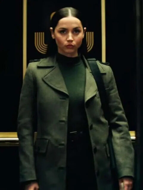 Ana de Armas Ballerina Coat Green
