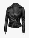 Angela Womens Asymmetrical Leather Jacket