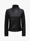 Arezzo Black Flap Closure Leather Cafe Racer Jacket