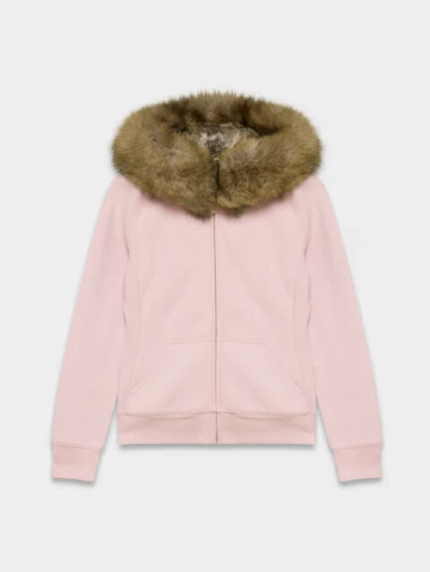 Aritzia Fur Hoodie Pink