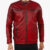 Asher Distressed Red Quilted Racer Leather Jacket Front