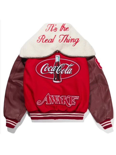 Awake NY x Coca-Cola Hooded Letterman Varsity Jacket Red