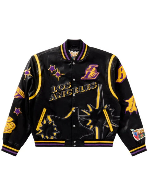 BBC X Jeff Hamilton Lakers Varsity Jacket Black