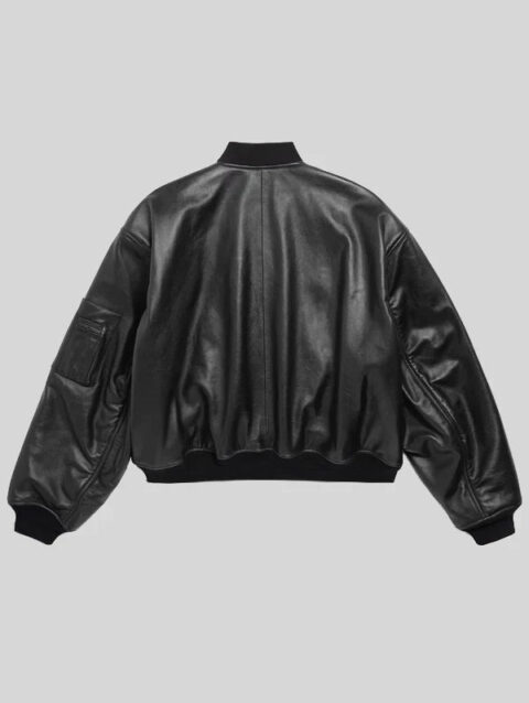 Balenciaga I Automobili Lamborghini Oversized Leather Bomber Jacket Black