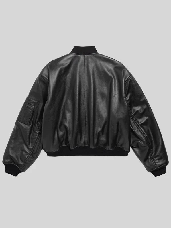 Balenciaga I Automobili Lamborghini Oversized Leather Bomber Jacket Black