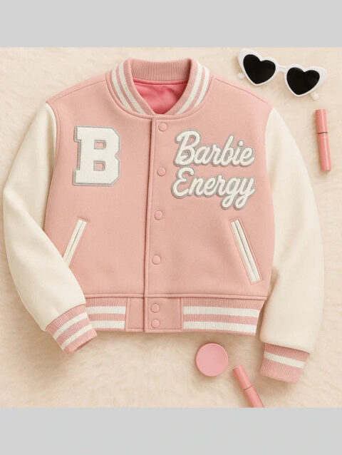 Barbie Energy Varsity Jacket PInk