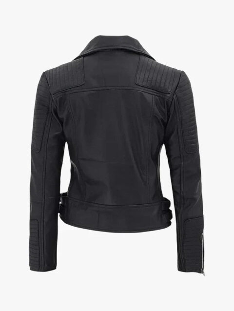 Bari Asymmetrical Black Leather Moto Jacket