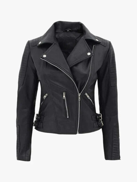 Bari Women Asymmetrical Leather Moto Jacket