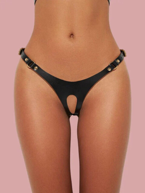 Black Leather Panties Women