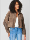 Blank NYC Hot Cocoa Fringe Suede Jacket