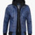 Blue Bomber Men’s Leather Jacket with Hood