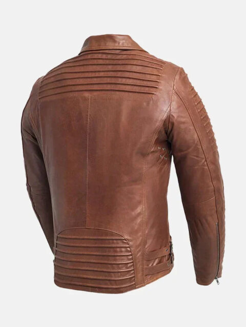 Brooklyn Mens Fashion Brown Leather Biker Jacket