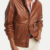 Brown Leather Bomber Jacket