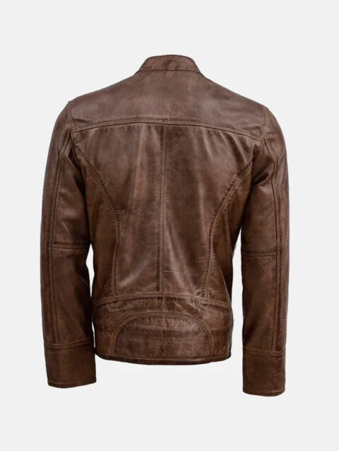 Brown Leather Waxed Jacket