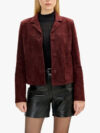 Burgundy Lambskin Leather Short Suede Jacket