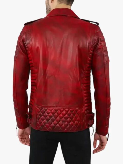 Burke Distressed Red Motorcycle Leather Jacket Back