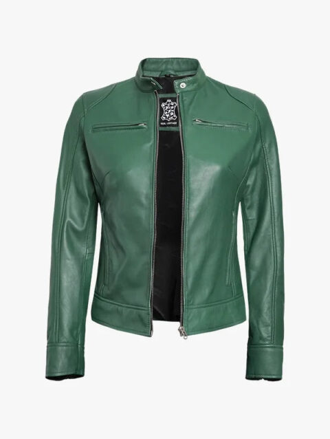 Café Racer Green Biker Jacket For Women