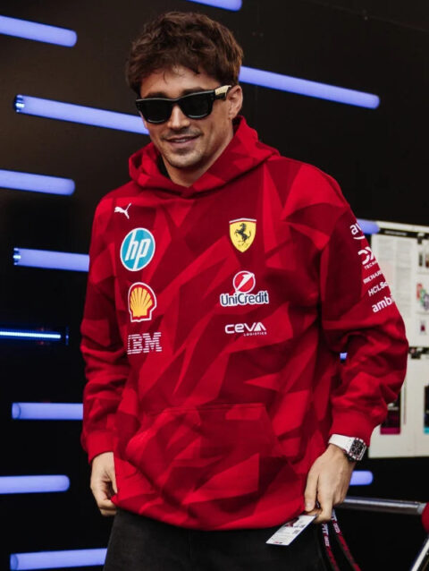 Charles Leclerc Scuderia Ferrari 2025 Special Edition Las Vegas Race Hoodie Red
