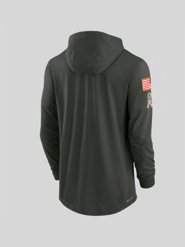 Chicago Bears Nike 2025 Salute to Service Sideline Hooded Long Sleeve T-shirt