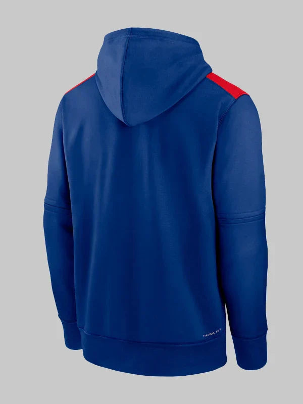 Chicago Cubs Authentic Collection Mens Nike Therma MLB Pullover Hoodie Blue