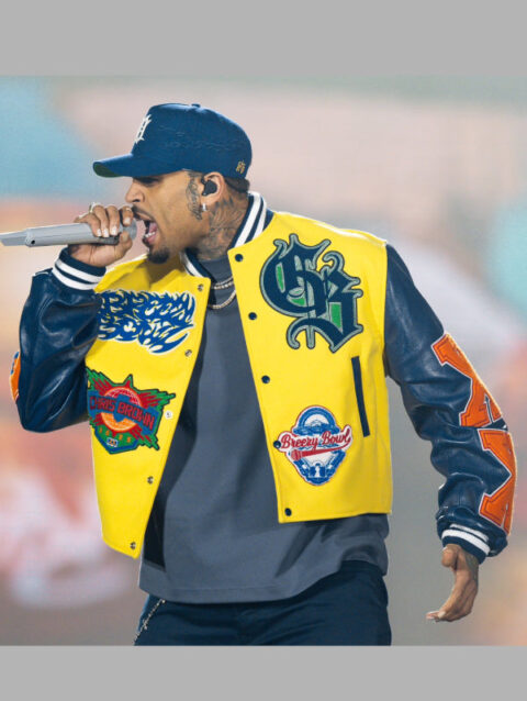 Chris Brown Breezy Bowl Jacket Yellow and Blue