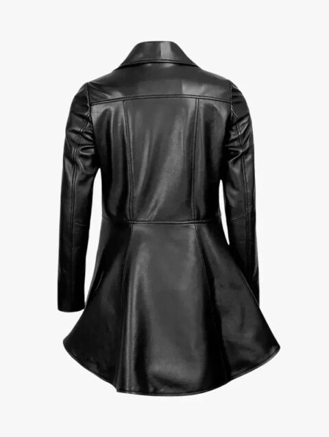 Clarissa Black Asymmetrical Peplum Leather Jacket