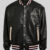 Club Amiri Leather Varsity Jacket Black