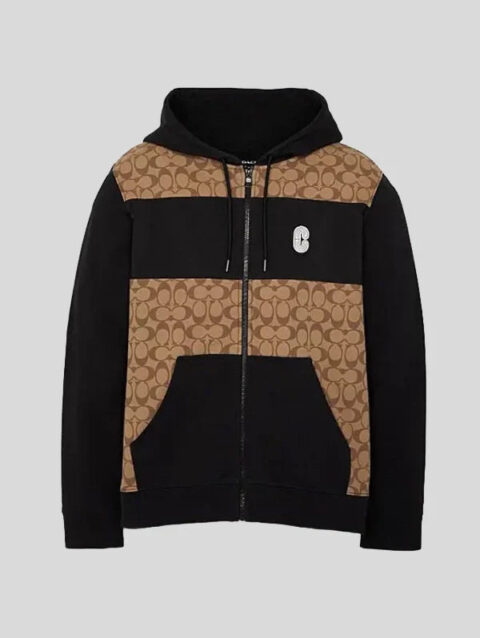 Coach Signature Full Zip Hoodie Khaki