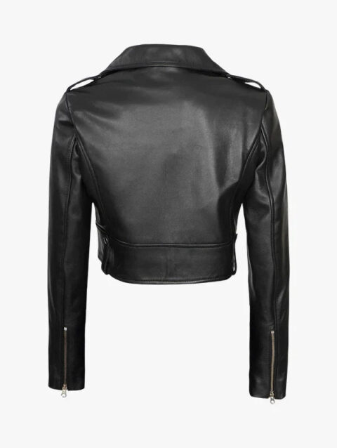 Colleen Cropped Black Leather Jacket