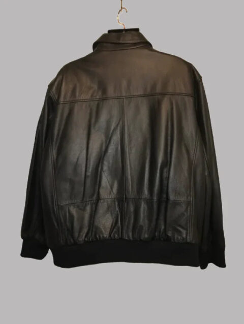 Croft and Barrow Mens Black Leather Bomber Aviator Jacket