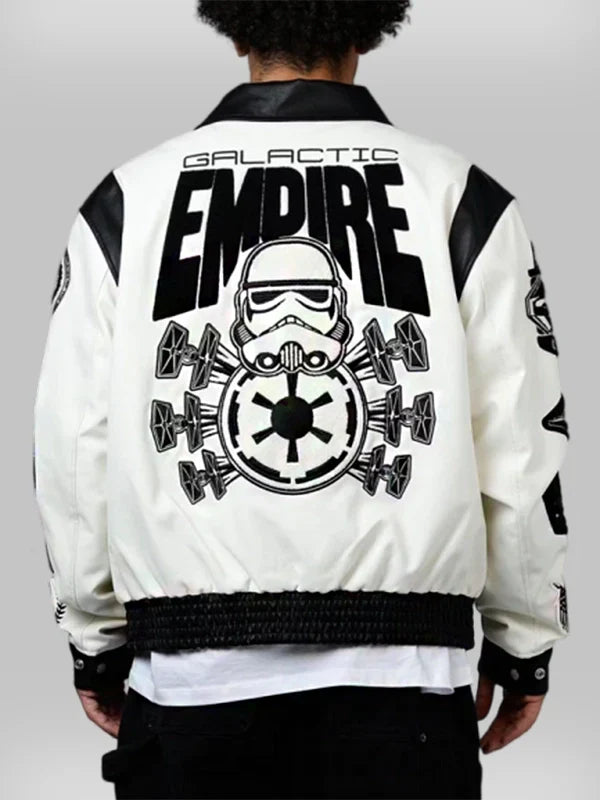 Culture Kings X Jeff Hamilton X Star Wars Galactic Empire Leather Jacket White