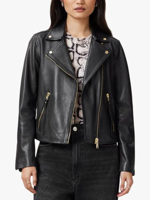 Dalby Slim Fit Leather Biker Jacket