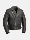 Daniel Black Biker leather Jacket Front