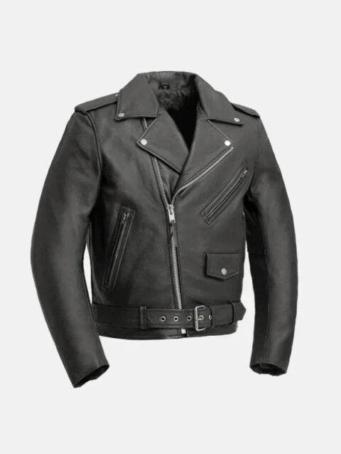 Daniel Black Biker leather Jacket Front
