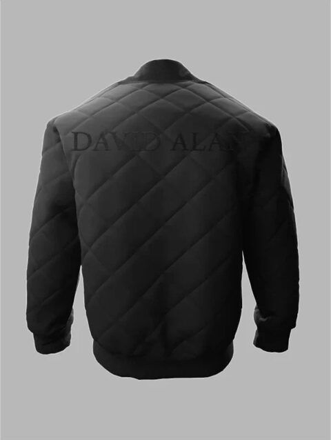 David Alan Black Quilted Bomber Jacket