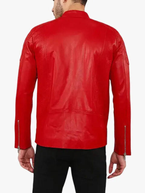Declan Red Racer Leather Jacket Back