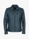 Deshawn Men’s Blue Bomber Shirt Jacket