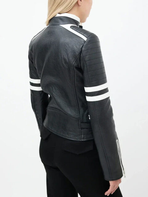 Diesel Black_White Leather Biker Jacket