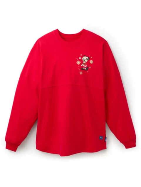 Disney Santa Mickey Mouse and Friends Merry Christmas Jersey Sweatshirt Red