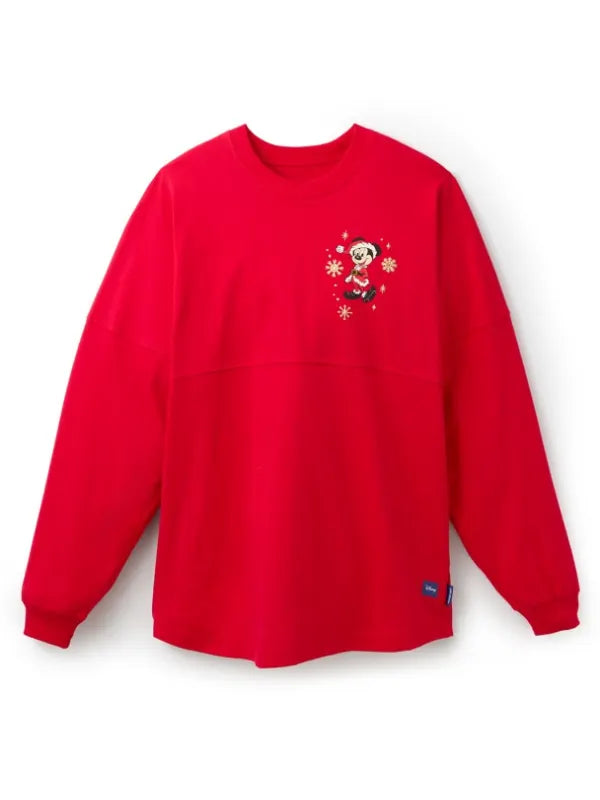 Disney Santa Mickey Mouse and Friends Merry Christmas Jersey Sweatshirt Red