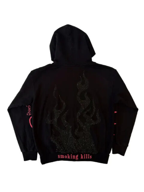 Ed Hardy x MGK Flames Rhinestone Hoodie Black