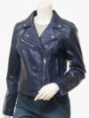 Ensley Womens Biker Jacket Blue
