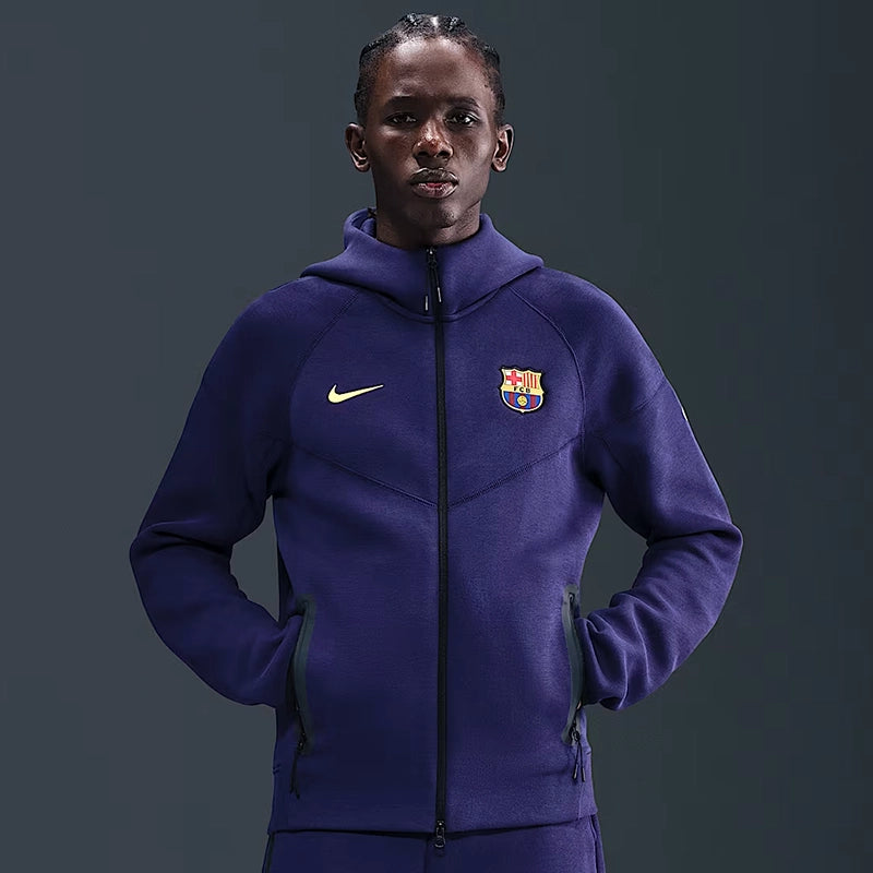 FC Barcelona Tech Windrunner Mens Nike Soccer Fleece Full-Zip Hoodie Purple