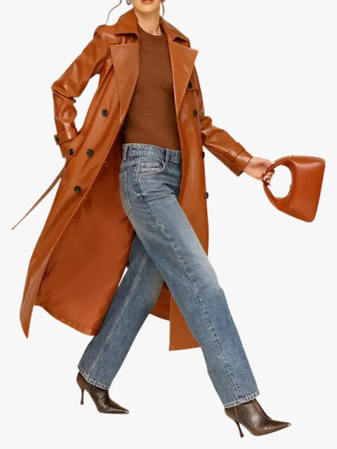 Faux-Ever Leather Belted Trench Coat Glazed