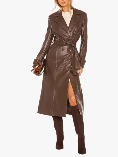 Faux Leather Trench Coat
