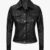 Fernando Women Black Leather Trucker Jacket