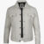 Four Pocket Men’s Off White Trucker Leather Jacket