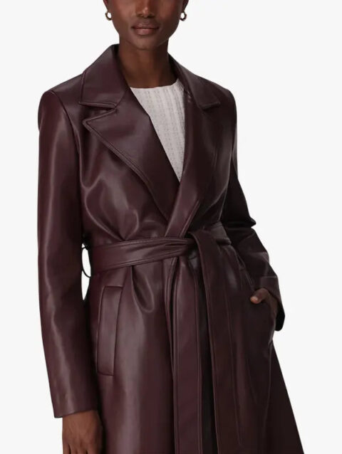 Gabbi Vegan Leather Trench Coat Berry
